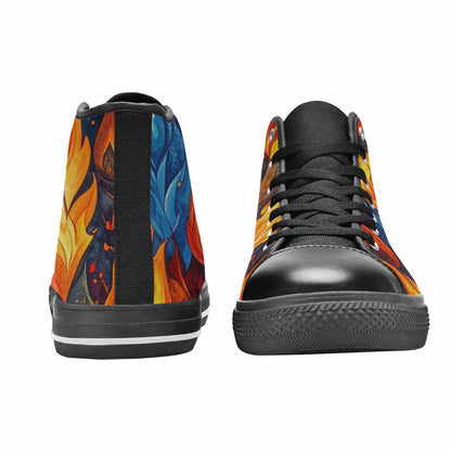MEN'S Fire Flame High Top Canvas Cottagecore Custom Sneakers