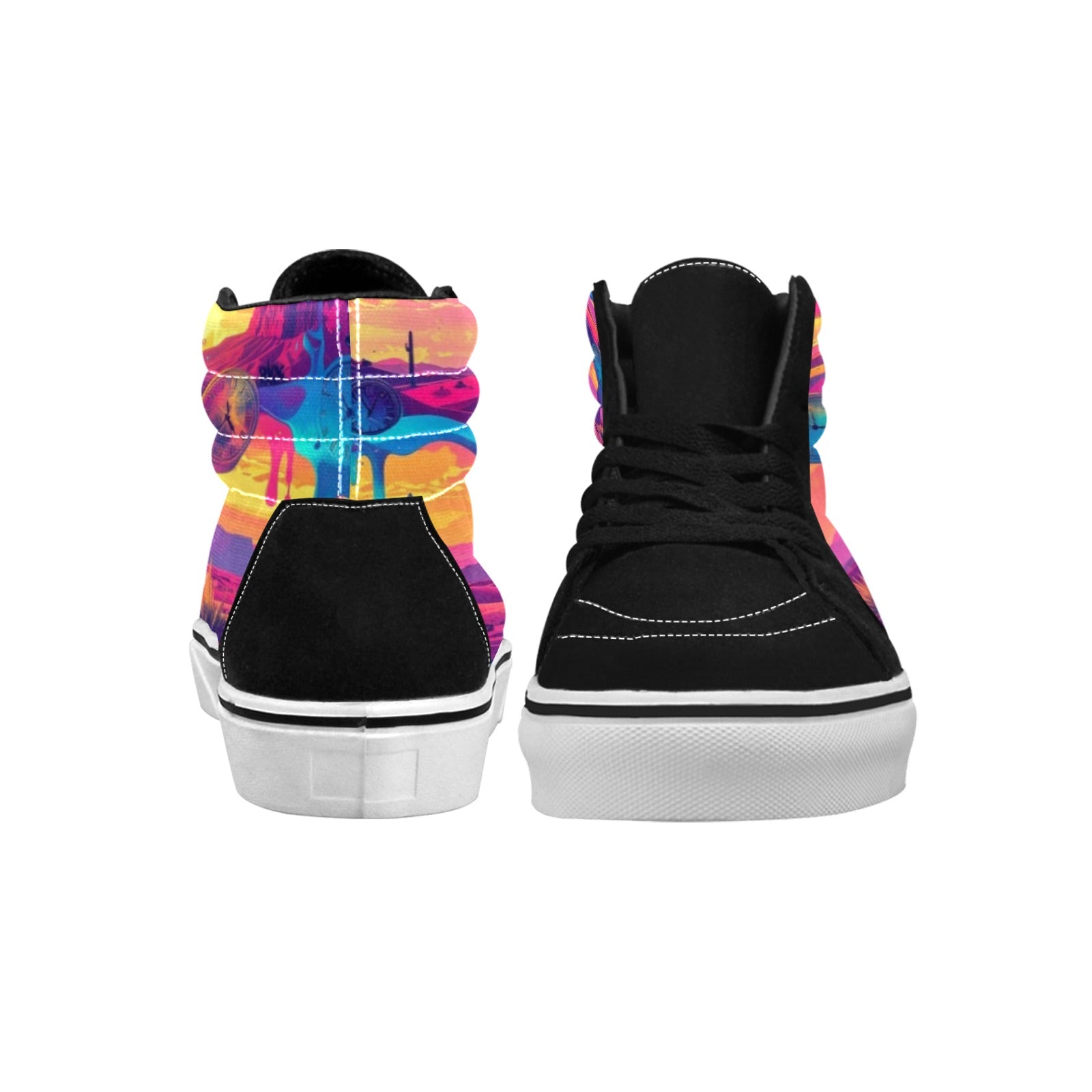 WOMEN'S Surrealist Dreamscape Pattern, Melting High Top Skateboarding Dreamcore Custom Shoes