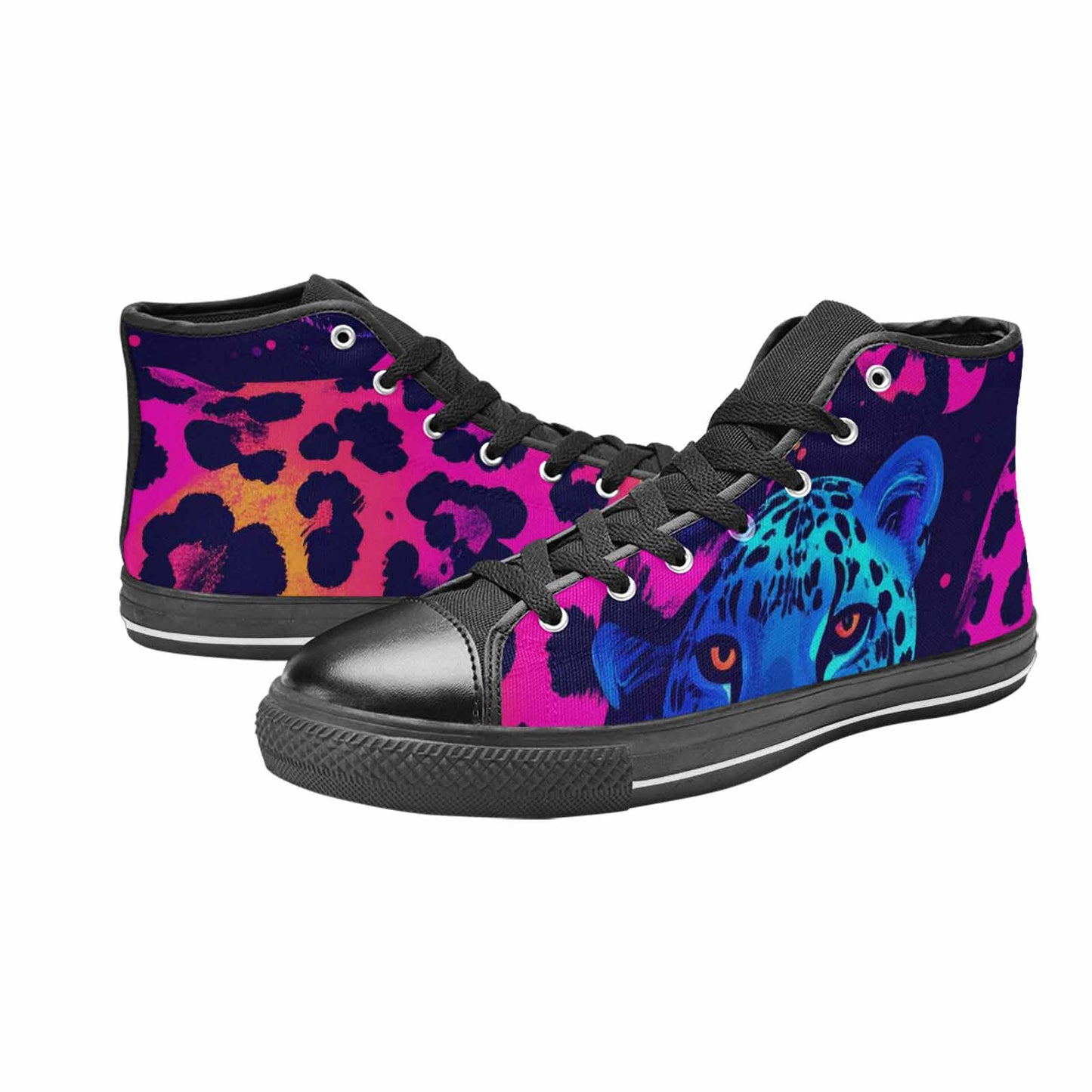 MEN'S Leopard Print Neon High Top Canvas Neon Fantasy Custom Shoes
