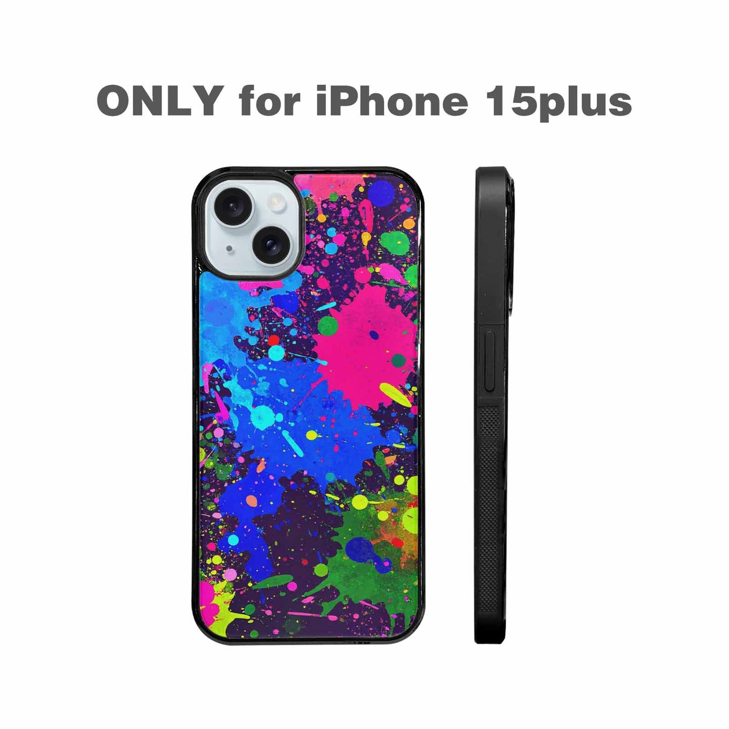 iPhone 15 Plus Case — Neon Paint Splatter Custom, Original Design Phone Case