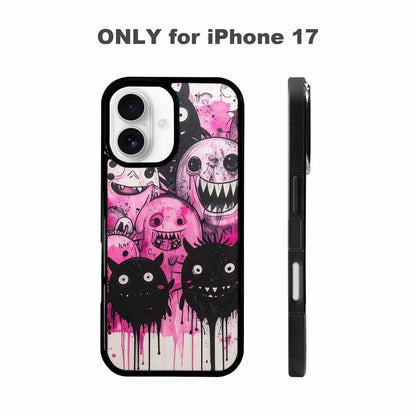 iPhone 17 Case — Monsters (general) Black &amp; Cartoon Cute, Custom Designed Case Cover