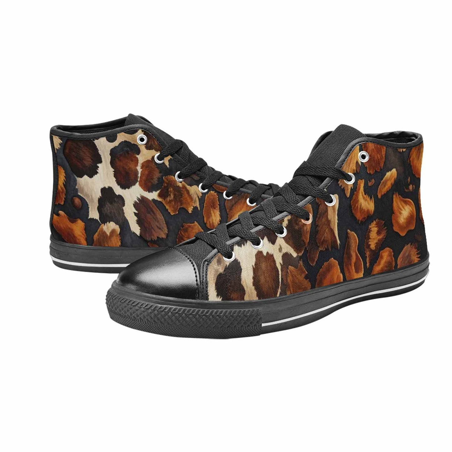 WOMEN'S Cow Animal Print High Top Canvas Dark Academia Shoes