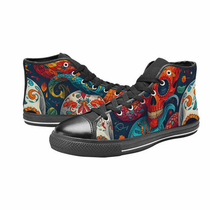 WOMEN'S Snake Skulls Print Alt High Top Canvas Dark Academia Custom Sneakers