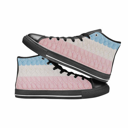 MEN'S Transgender Flag Color High Top Canvas Dark Academia Shoes