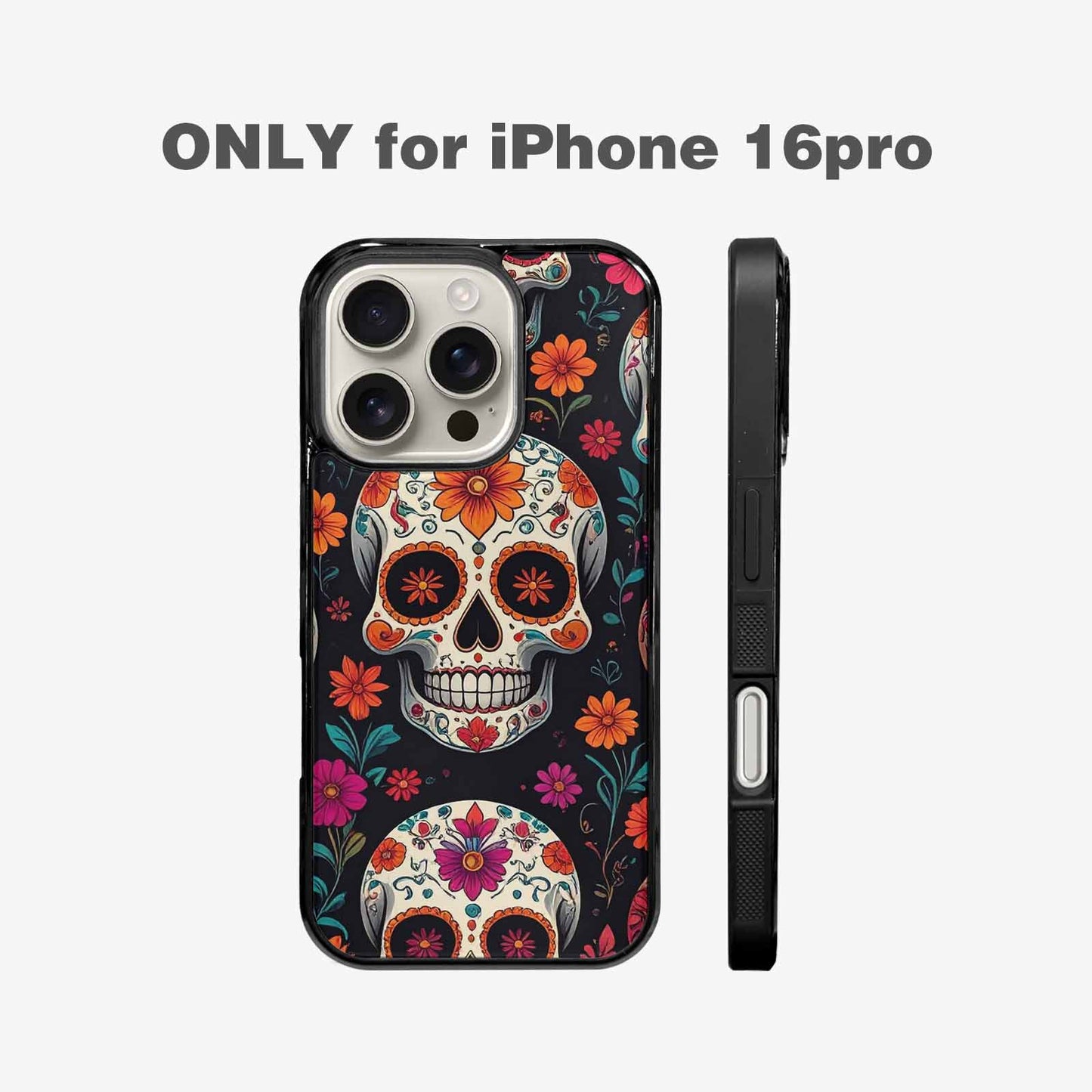 iPhone 16 Pro Case — Dia De Los Muertos Sugar Skull, Custom Made Phone Cover