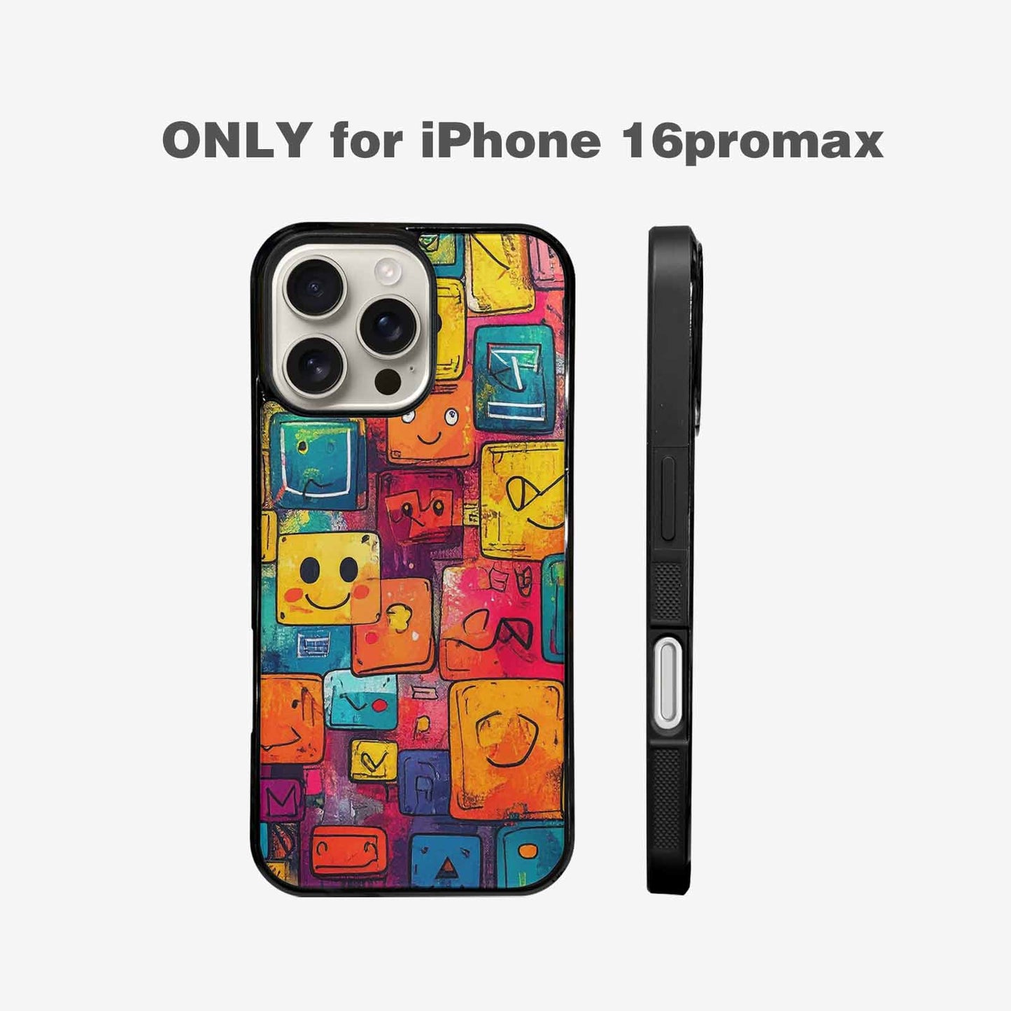 iPhone 16 Pro Max Case — Hand Drawn Icon Doodle Pattern Hundreds, Original Design Phone Case