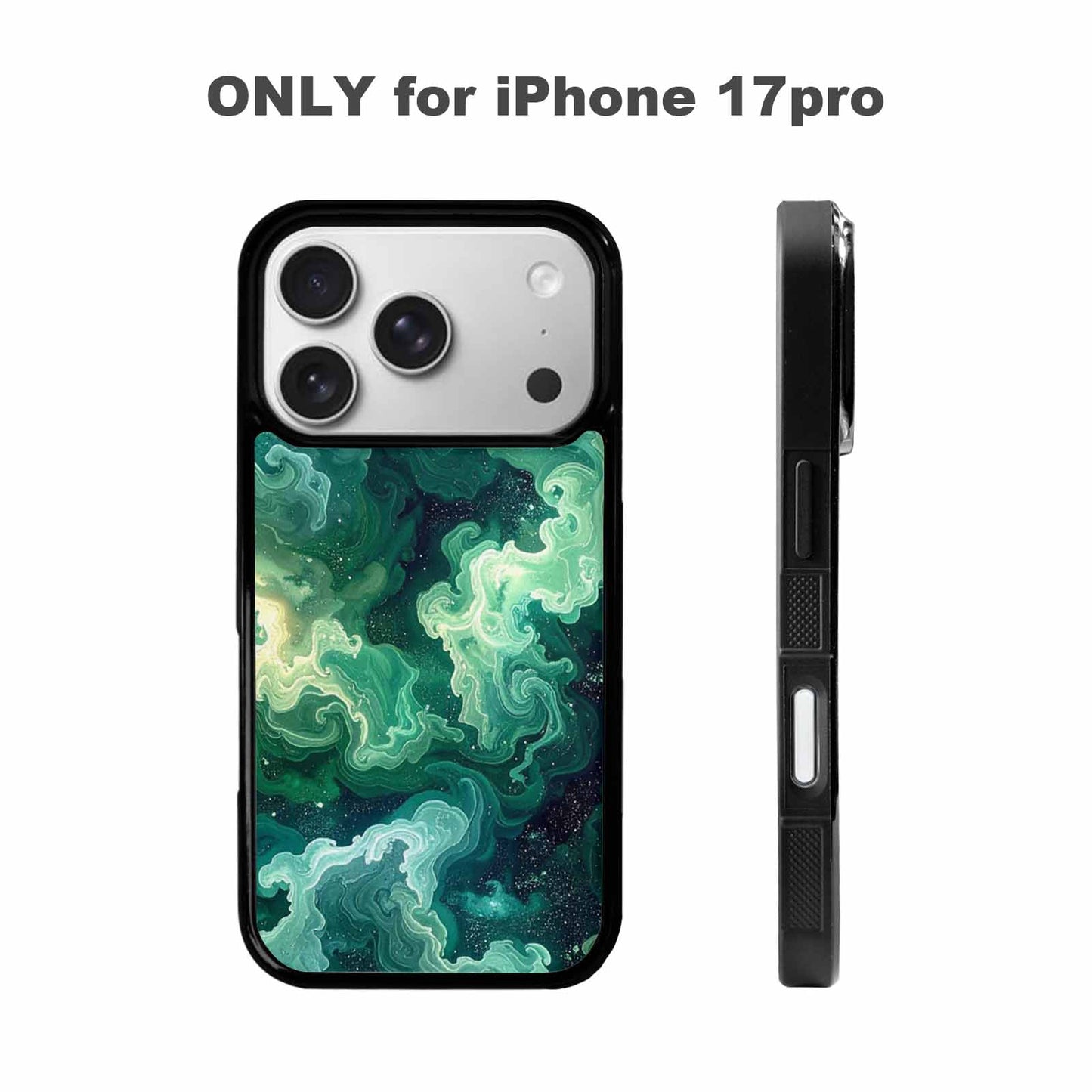 iPhone 17 Pro Case — Galaxy Art Green Teal Nebula Galaxy, Custom Art Phone Cover