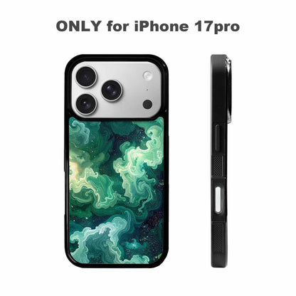 iPhone 17 Pro Case — Galaxy Art Green Teal Nebula Galaxy, Custom Art Phone Cover