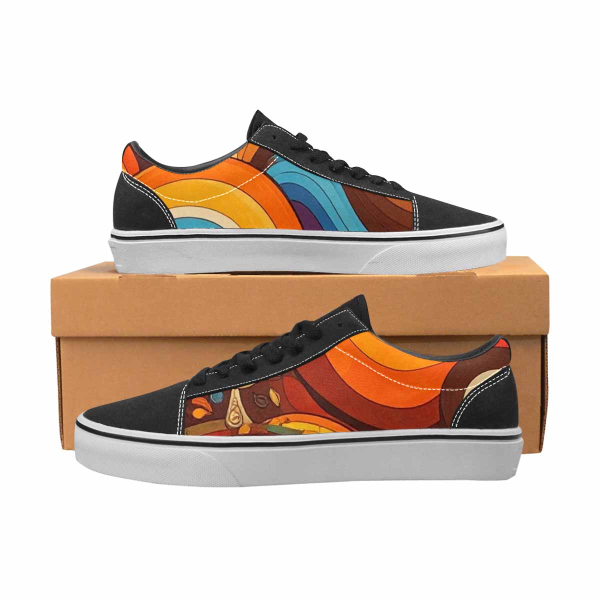 WOMEN'S Groovy 70S Peace Canvas Lace-Up Wallpaper Art Custom Sneakers