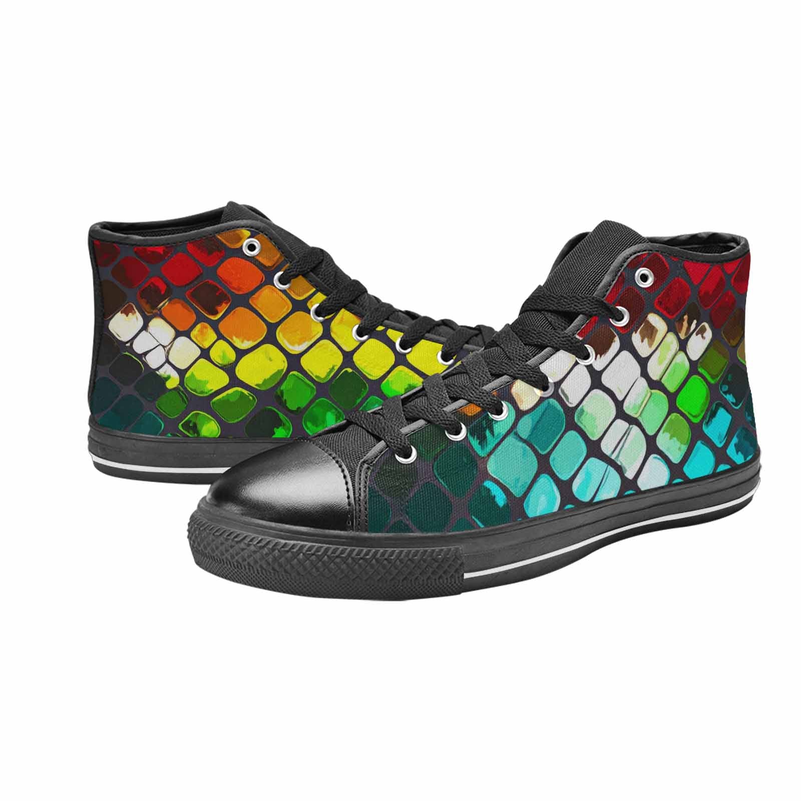 WOMEN'S Dark Snake Print High Top Canvas Surreal Custom Shoes