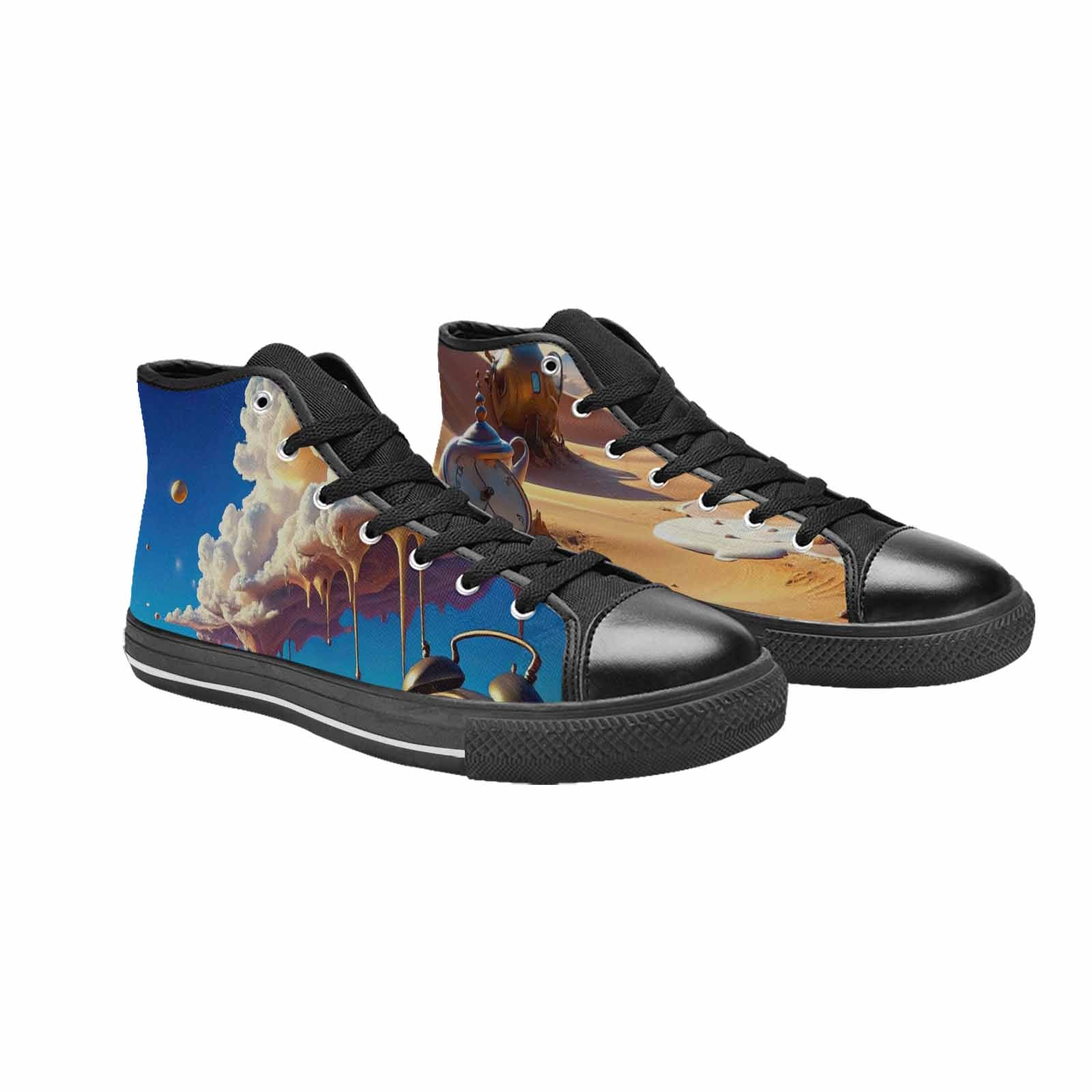 MEN'S Surrealist Desert Dreamscape High Top Canvas Wallpaper Art Shoes