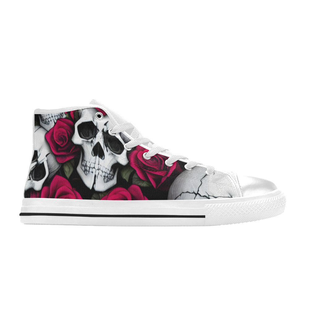 MEN'S Cc Skulls & Roses High Top Canvas Wallpaper Art Sneakers