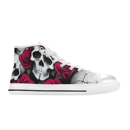 MEN'S Cc Skulls & Roses High Top Canvas Wallpaper Art Sneakers