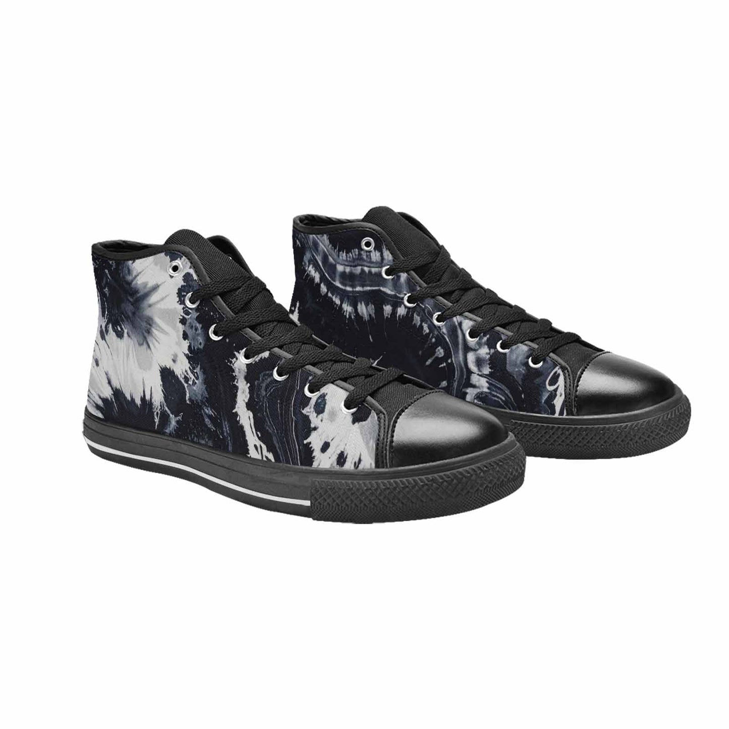 MEN'S Black White Animal Print High Top Canvas Neon Fantasy Custom Sneakers