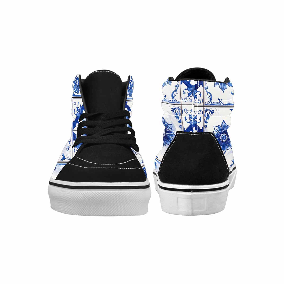 WOMEN'S Talavera Tile Floral High Top Canvas Wallpaper Art Sneakers