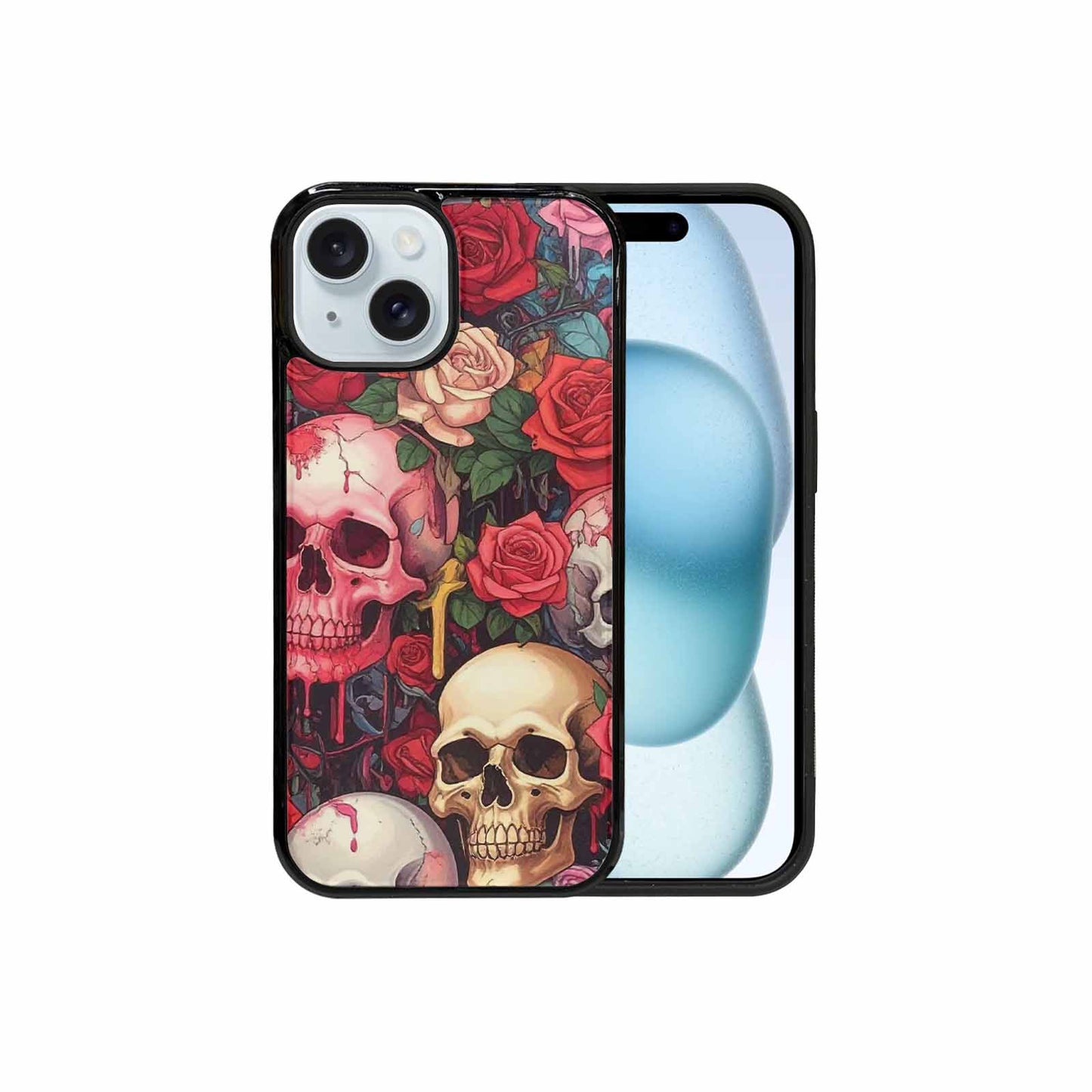 iPhone 15 Case — Skulls And Roses Skulls And Roses, Customized Protective Case