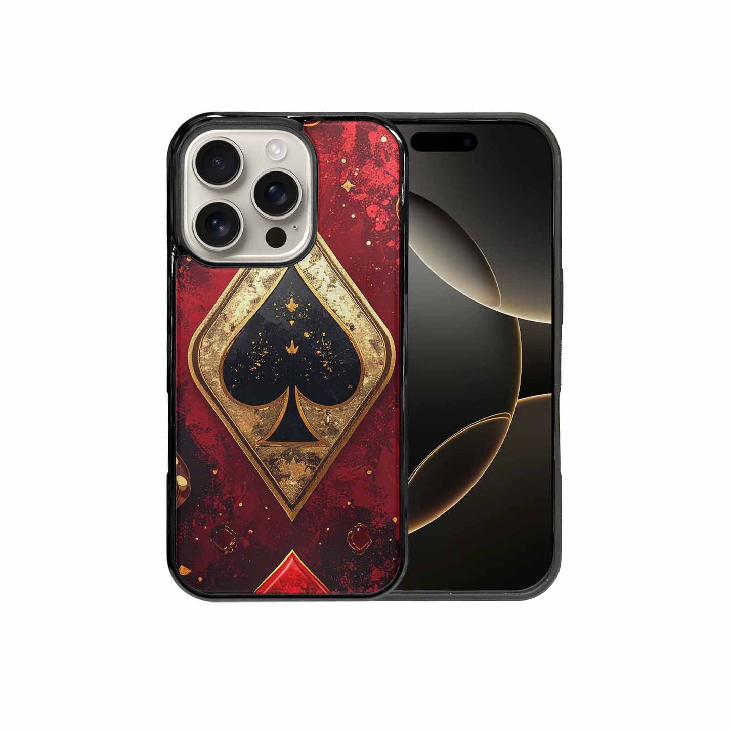 iPhone 16 Pro Case — Playing Card Suits Pattern Poker Chips, Custom Designed Case Cover