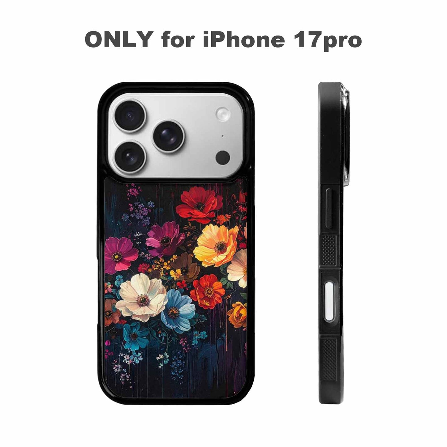 iPhone 17 Pro Case — Shadowy Glitch Floral Pattern Hundreds Floral, Unique Phone Case Design