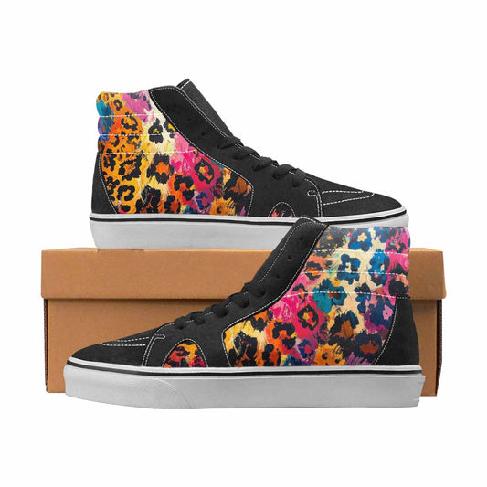 WOMEN'S Leopard Full Color High Top Canvas Artist-designed Grunge Custom Printed Shoes