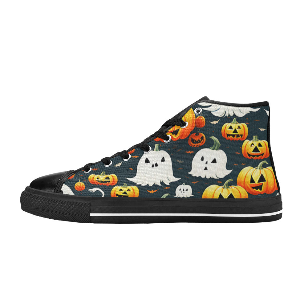 WOMEN'S Halloween Art High Top Canvas Vibrant Chaos Shoes