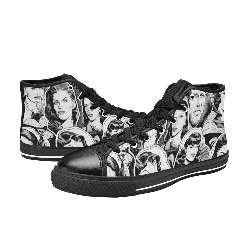 WOMEN'S Cc Retro Faces 2 High Top Canvas Dark Academia Custom Sneakers