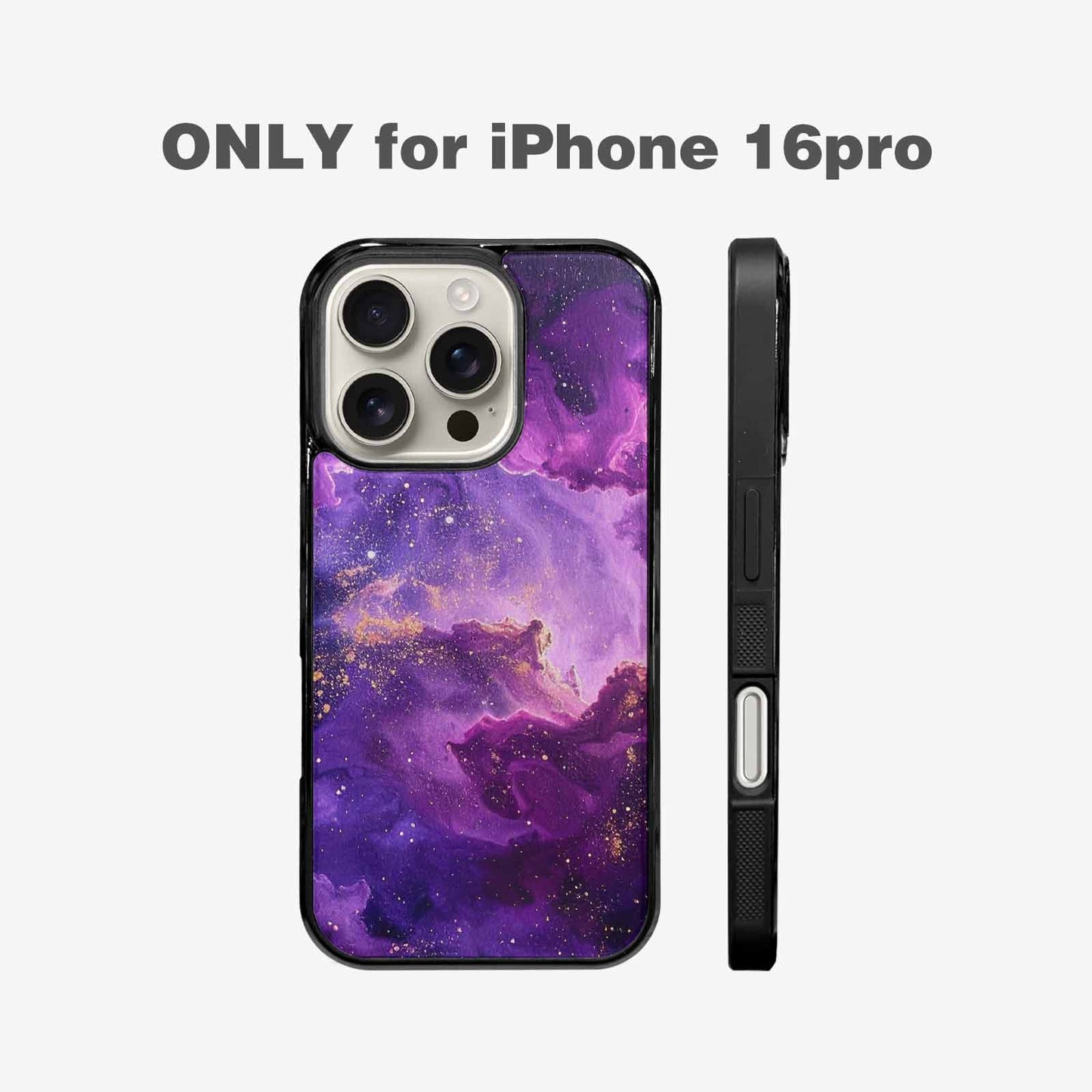 iPhone 16 Pro Case — Purple Color Tones Nebula Texture With, Custom Designed Case Cover