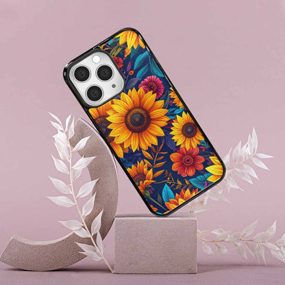 iPhone 15 Pro Max Case — Sunflower Skulls Print Custom, Custom Art Phone Cover