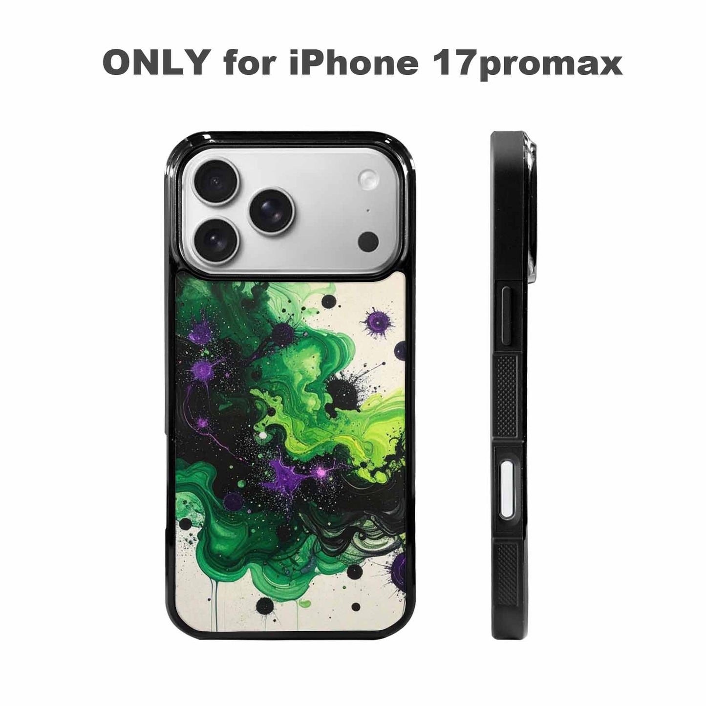 iPhone 17 Pro Max Case — Black &amp; Green Ink Galaxy Space, Custom Designed Case Cover