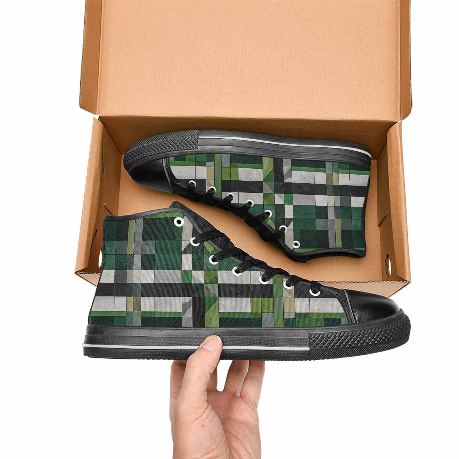 MEN'S Aromantic Flag Color High Top Canvas Dreamcore Custom Sneakers