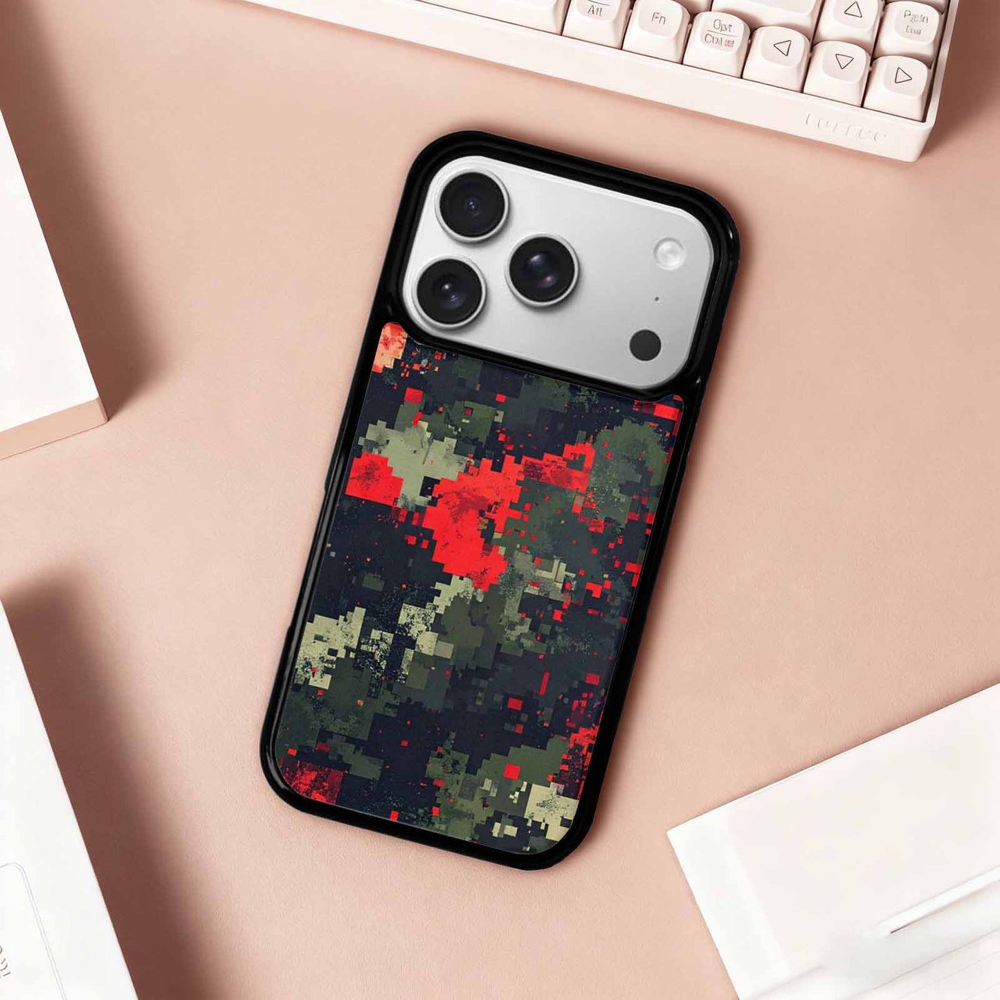 iPhone 17 Pro Case — Small Military Camouflage Blotch Pattern Camo, Custom Printed Phone Case
