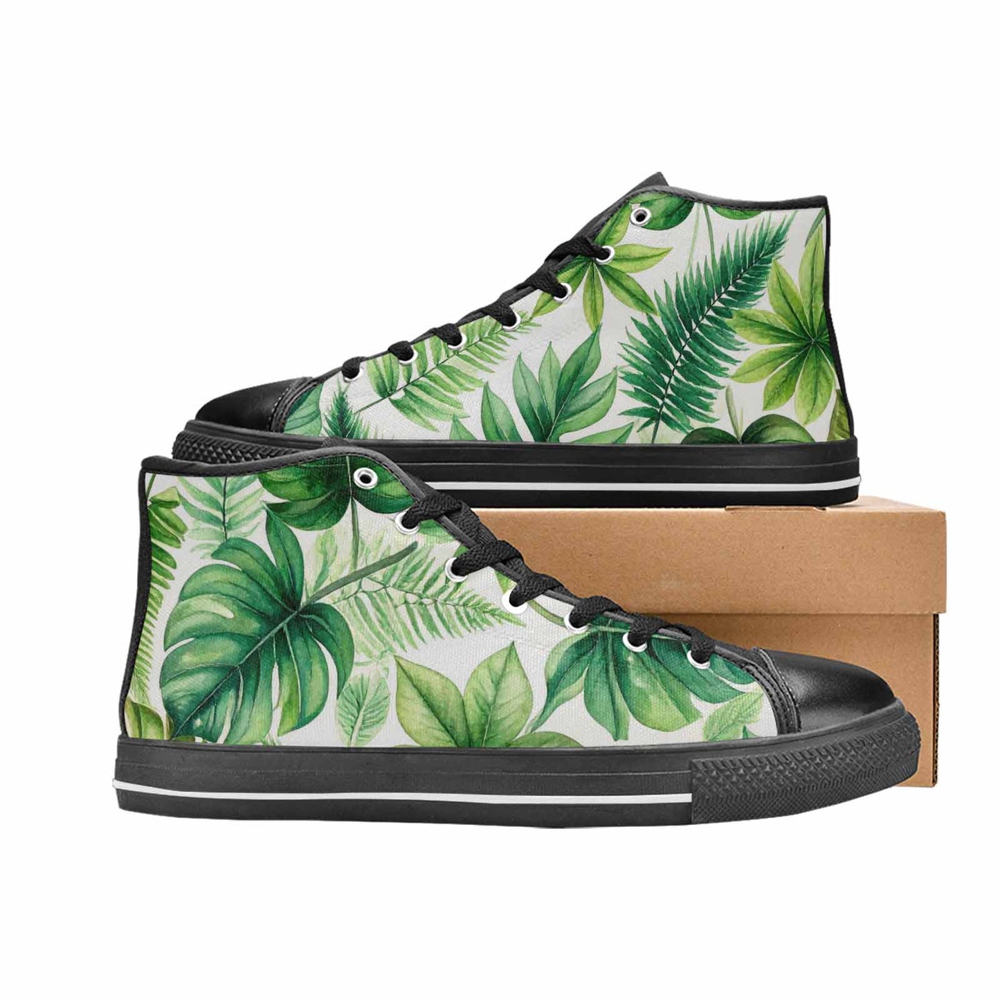 MEN'S Seven-Point Palmate Leaf High Top Canvas Aesthetic Custom Sneakers