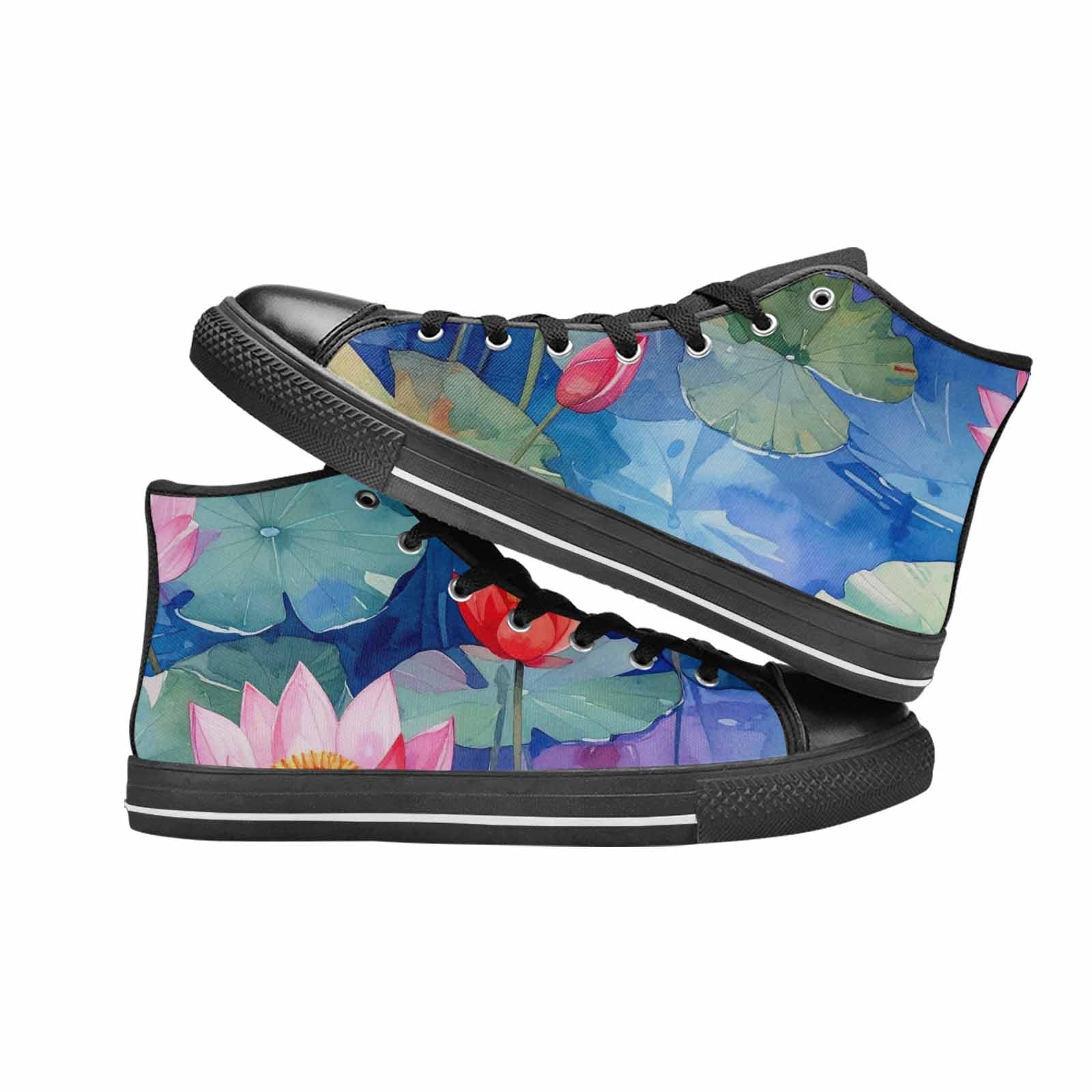 MEN'S Monet-Style Impressionist Water High Top Canvas Vibrant Chaos Custom Shoes