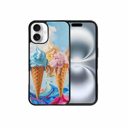 iPhone 16 Plus Case — Collage Of Overlapping Waffle Cone Icecream, Original Design Phone Case