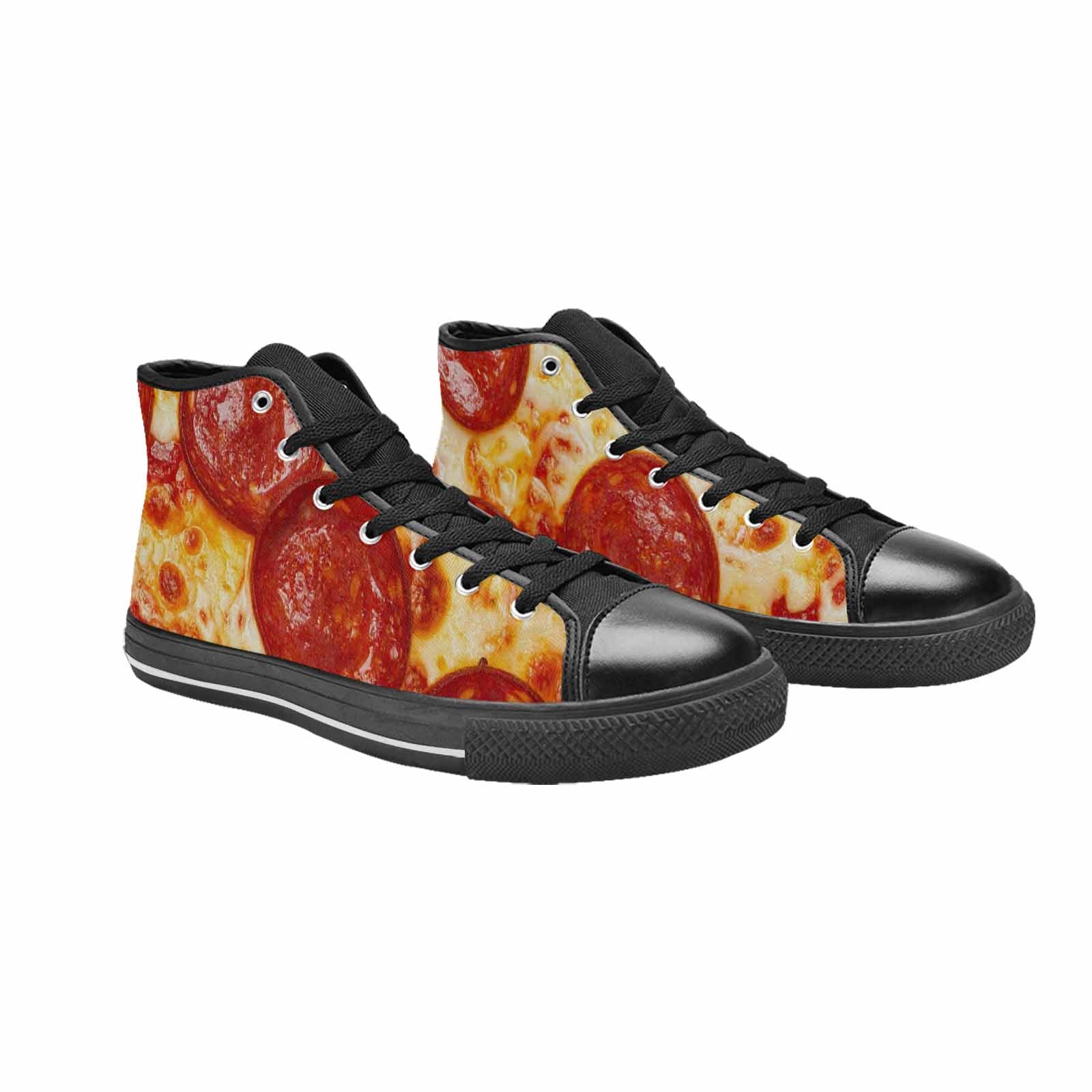 WOMEN'S Pepperoni Pizza Print High Top Canvas Grunge Custom Shoes