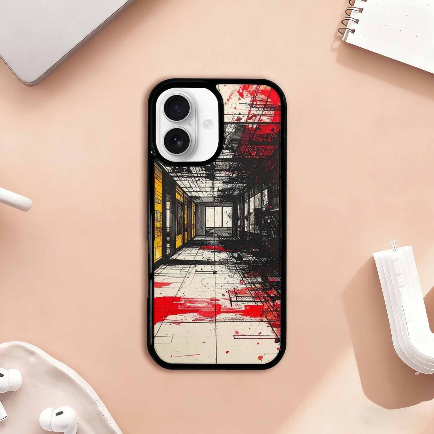 iPhone 17 Case — Black &amp; Red Ink Galaxy Space, Custom Printed Phone Case