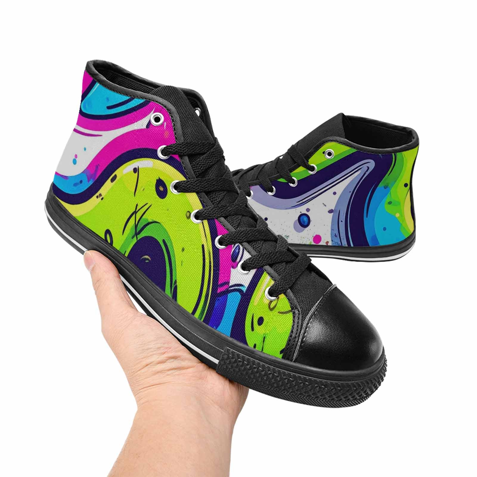 WOMEN'S Acid Wash Cartoon High Top Canvas Dark Academia Shoes
