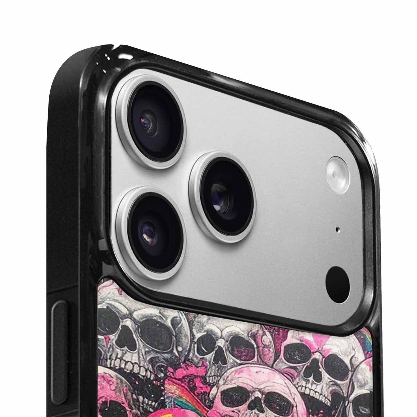 iPhone 17 Pro Max Case — Black &amp; Pink Ink Gothic Skulls, Custom Art Phone Cover
