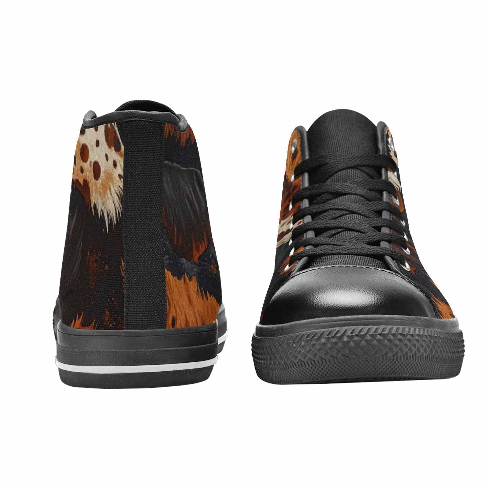 MEN'S Cow Animal Print High Top Canvas Vivid Custom Sneakers