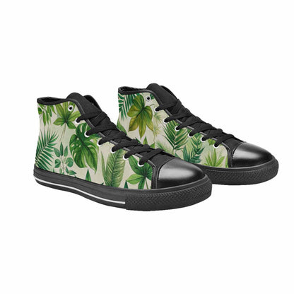 MEN'S Seven-Point Palmate Leaf High Top Canvas Vibrant Chaos Sneakers