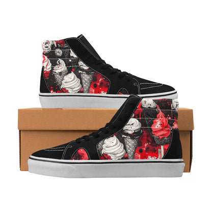 MEN'S Ice Cream Black & Red Ink High Top Canvas Streetwear Neon Fantasy Sneakers