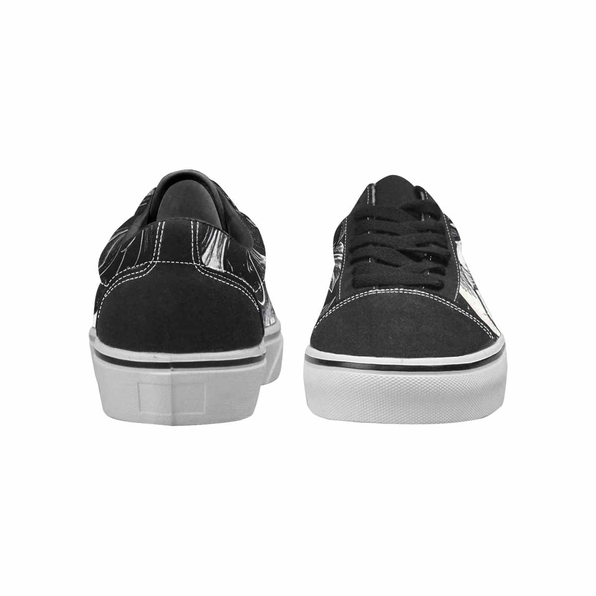 WOMEN'S Skulls Roses Black Ink Canvas Lace-Up Dark Academia Custom Shoes