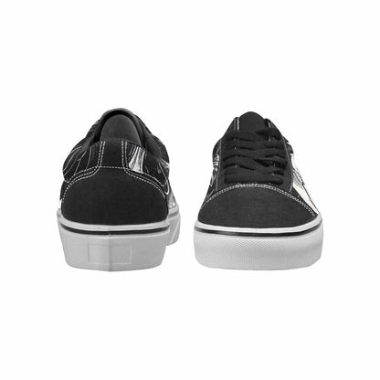 WOMEN'S Skulls Roses Black Ink Canvas Lace-Up Dark Academia Custom Shoes