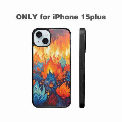 iPhone 15 Plus Case — Flame Burst Full Color Vibrant Flame, Custom Printed Phone Case