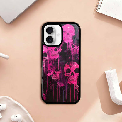 iPhone 17 Case — Skeletons Neon Pink Glowskelet Original Art, Custom Art Phone Cover