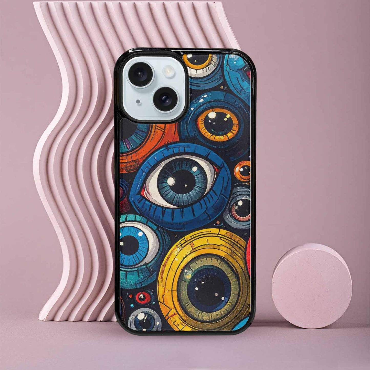 iPhone 15 Case — Cartoon Eyeballs, Custom Printed Phone Case