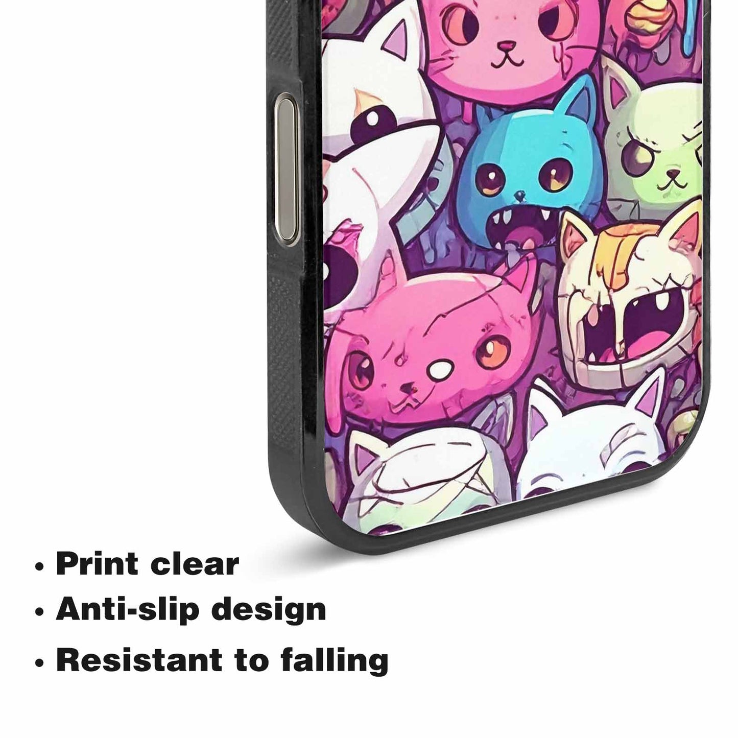 iPhone 15 Pro Max Case — Pastel Gore Cat Character Pattern Hundreds, Customized Protective Case