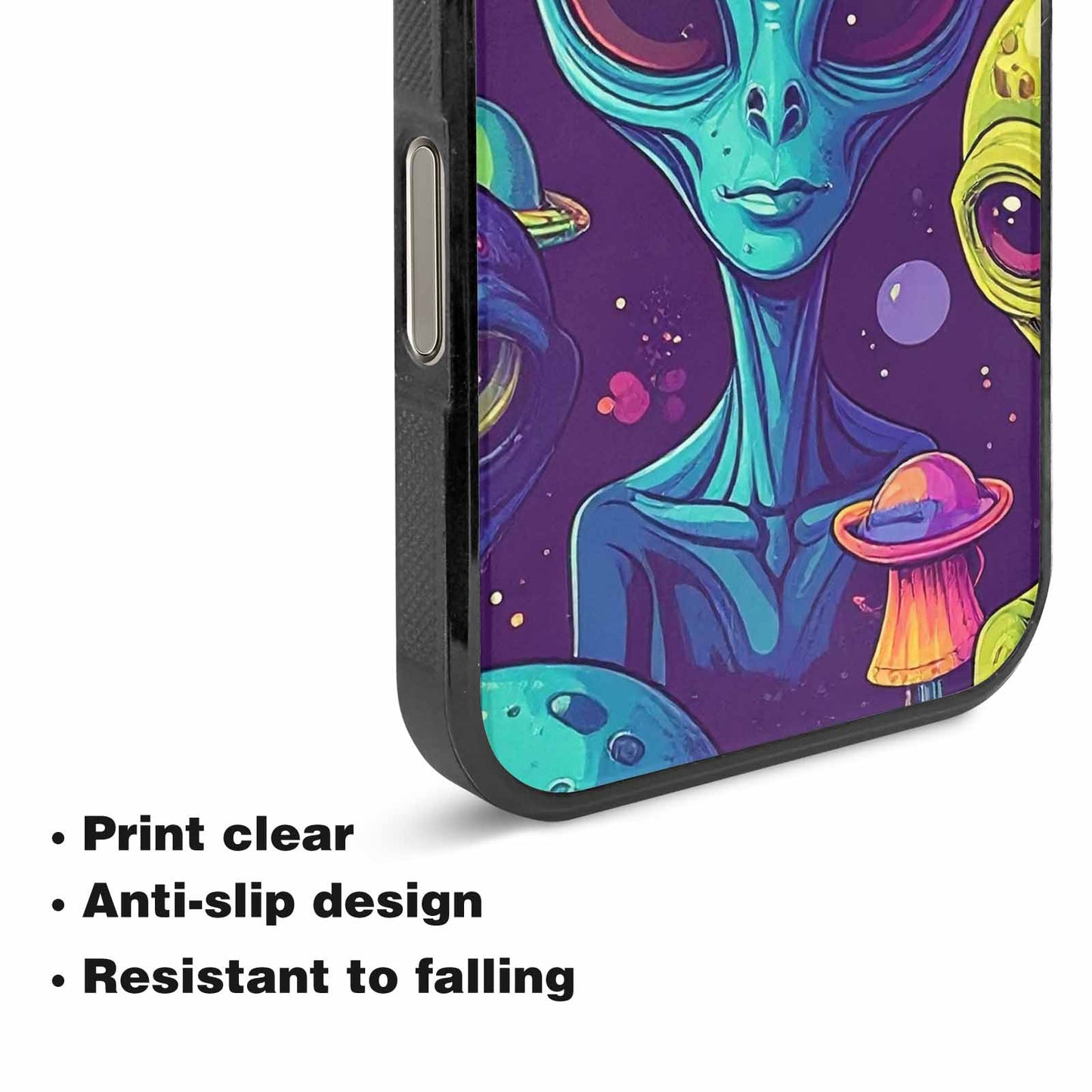 iPhone 16 Pro Max Case — Alien Ufo Cartoon Art Pattern Groovy, Custom Print Case Cover