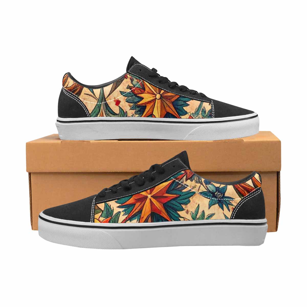 WOMEN'S Old School Tattoo Canvas Lace-Up Wallpaper Art Custom Shoes