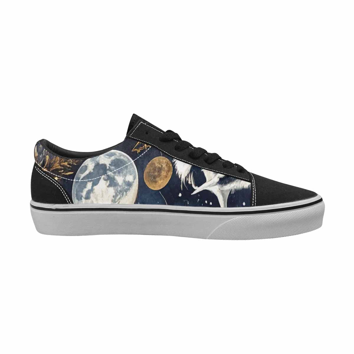 WOMEN'S Wolf Silhouette Moon Canvas Lace-Up Surreal Custom Sneakers