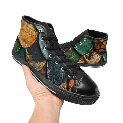 MEN'S Snake Skin Reptile High Top Canvas Wallpaper Art Shoes
